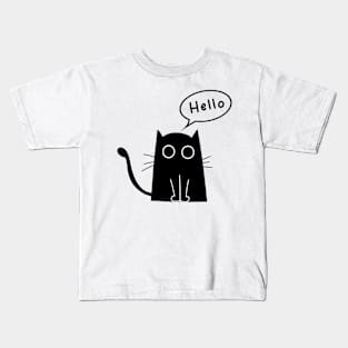 Cat Hello Cute Saying Funny Cat Lover Kids T-Shirt